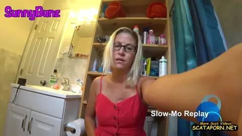 SunnyBunzCamgirl - Red Dress, No Undies - Flirty, Satisffying Selfie Pee